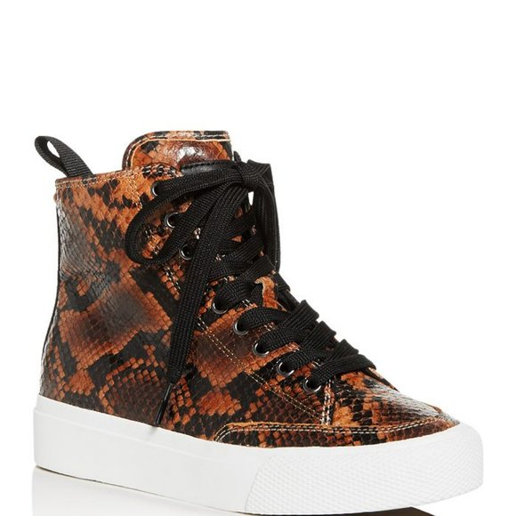 Rag & Bone Army Snake-Embossed High-Top Leather Sneakers - 38/8 - Picture 1 of 14